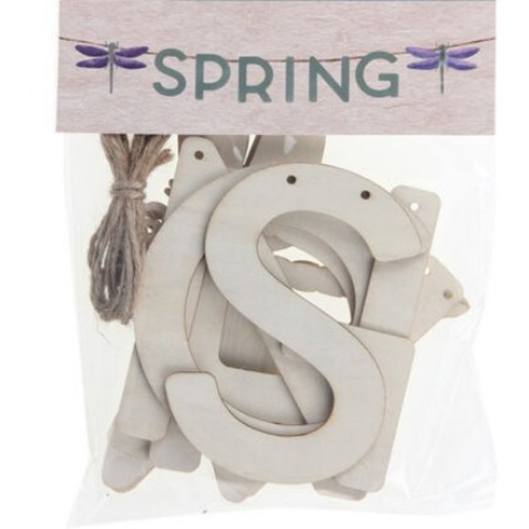 71" Wood Spring & Dragonfly Garland 9pc - Picture 1 of 2